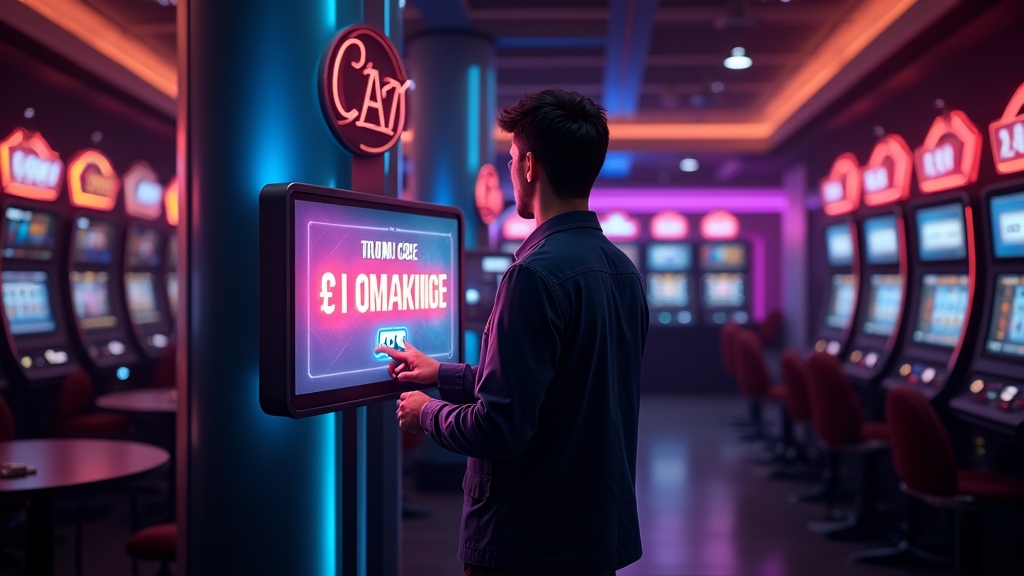 Spieler gibt den Bonuscode an einem Casino-Terminal ein